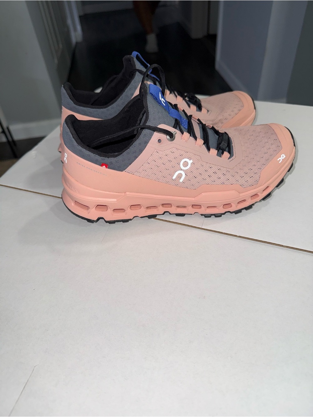 On Running Women's Trail Runners in Pink with Black Accents - Picture 3 of 6